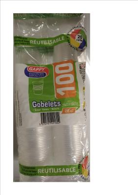 Gobelet plastique transparent 20 cl paquet de 100 Jetable ou Ré utilisable