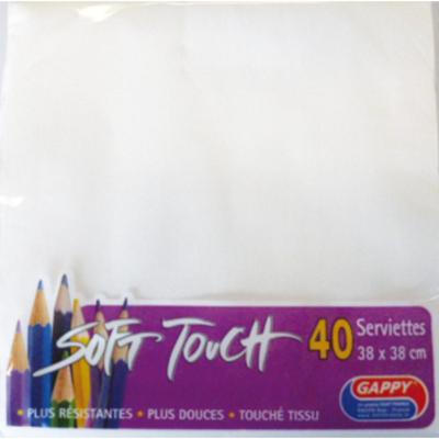 Serviettes soft touch 38x38cm 2 plis x 40 pièces blanc "Gappy"