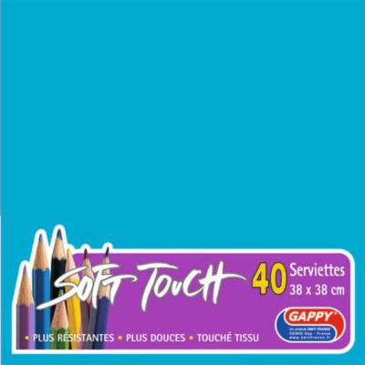 Serviettes soft touch 38x38cm 2 plis x 40 pièces turquoise "Gappy"