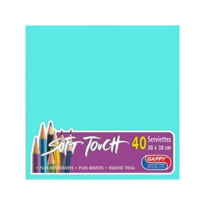 Serviettes soft touch 38x38cm 2 plis x 40 pièces bleu ciel "Gappy"