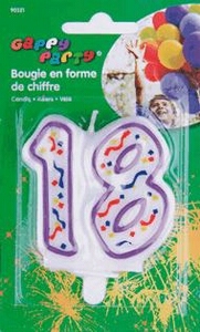 Bougie Nombre 18 x 1 pièce "Gappy Party"