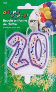 Bougie Nombre 20 x 1 pièce "Gappy Party"