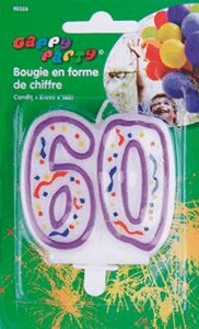 Bougie Nombre 60 x 1 pièce "Gappy Party"