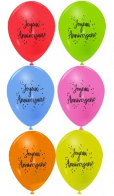 Ballons "Joyeux Anniversaire" 25 cm, 1 face x 8 pièces "Gappy Party"