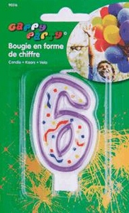 Bougie Chiffre 6 x 1 pièce "Gappy Party"