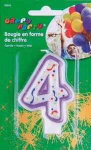 Bougie Chiffre 4 x 1 pièce "Gappy Party"