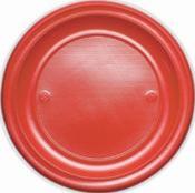 Assiettes plates 22cm plastique réutilisable rouge x8