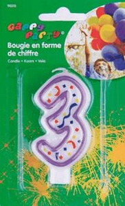 Bougie Chiffre 3 x 1 pièce "Gappy Party"